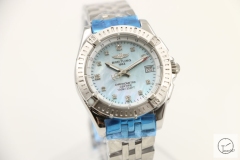 BREITLING Chronomat B01 Blue Dial Stainless Steel Case Quartz Chronograph Stainless Steel Rubber Strap Women's Watch BBWR285229543980