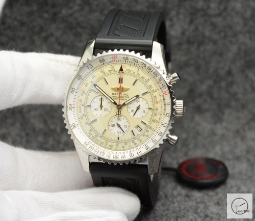 BREITLING Navitimer White Dial Quartz Chronograph Stainless Steel Rubber Strap Men's Watch BBWR221834443930