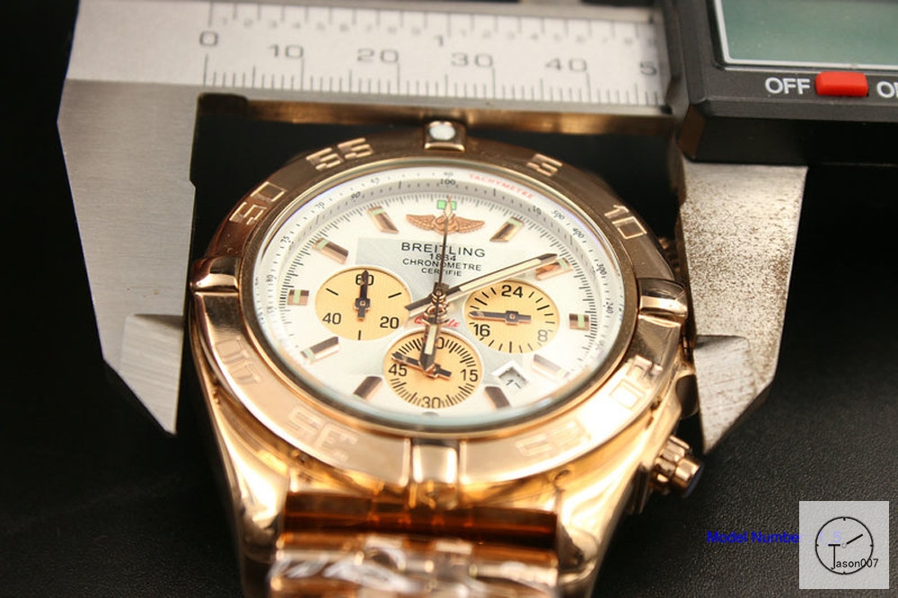 BREITLING Chronomat Silver Dial Everose Gold Quartz Chronograph Stainless Steel Strap Men's Watch BBWR222197543980