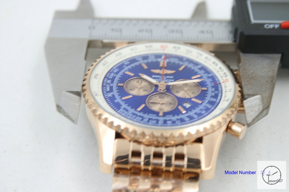 BREITLING Navitimer Blue Dial Everose Gold Quartz Chronograph Steel Strap Men's Watch BBWR2215533950