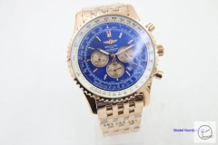 BREITLING Navitimer Blue Dial Everose Gold Quartz Chronograph Steel Strap Men's Watch BBWR2215533950