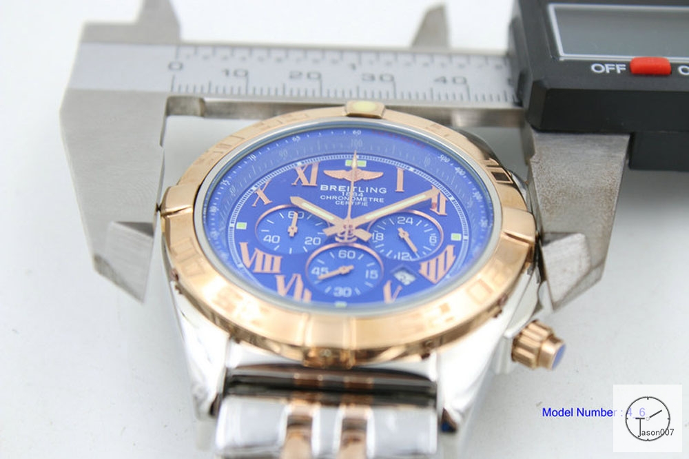 BREITLING Chronomat Blue Dial Everose Gold Two Tone Quartz Chronograph Stainless Steel Strap Men's Watch BBWR282207543980