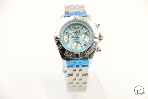 BREITLING Chronomat B01 Blue Dial Stainless Steel Case Quartz Chronograph Stainless Steel Rubber Strap Women's Watch BBWR284729543980