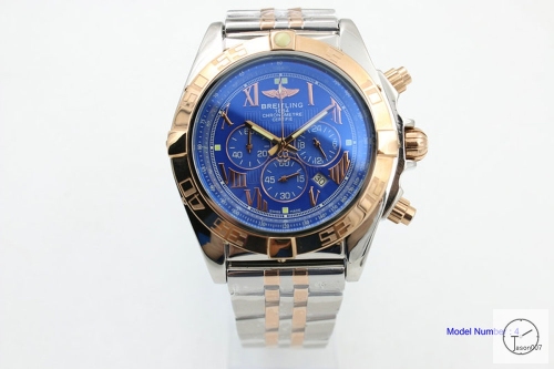 BREITLING Chronomat Blue Dial Everose Gold Two Tone Quartz Chronograph Stainless Steel Strap Men's Watch BBWR282207543980