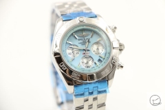 BREITLING Chronomat B01 Blue Dial Stainless Steel Case Quartz Chronograph Stainless Steel Rubber Strap Women's Watch BBWR284729543980