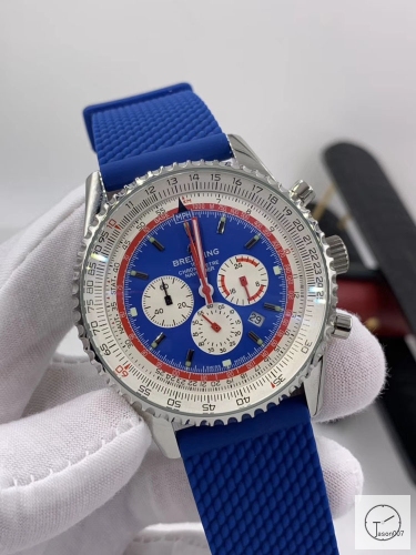 BREITLING New Navitimer Big Black Dial Quartz Chronograph Stainless Steel Leather Strap Men's Watch BBWR222017543930