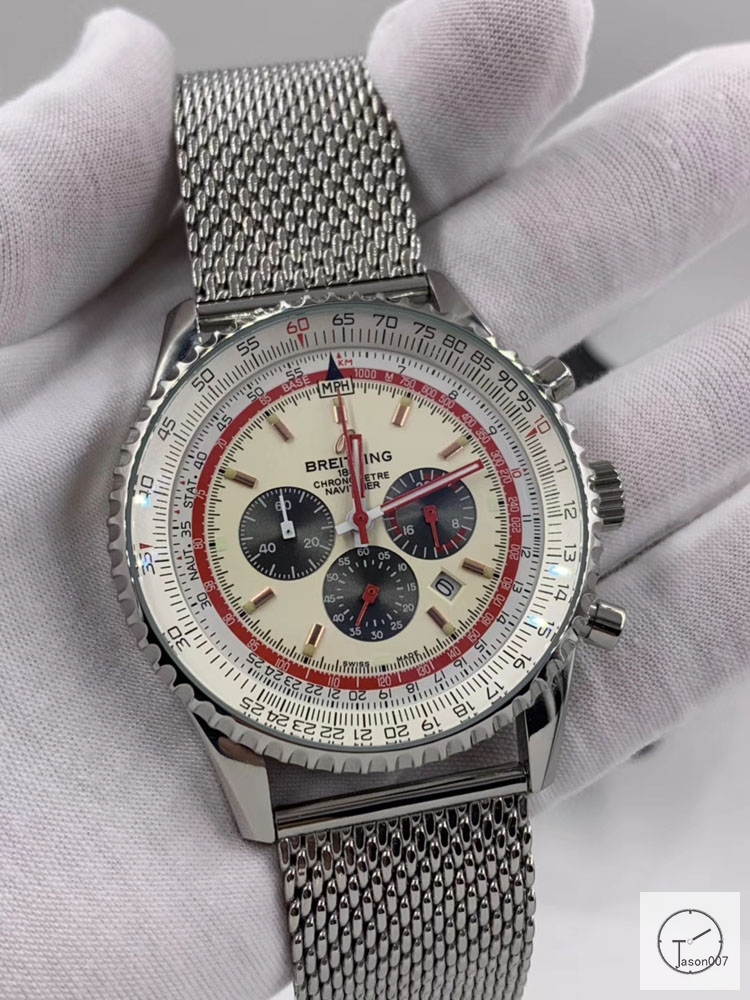 BREITLING New Navitimer Big Dial Quartz Chronograph Stainless Steel Leather Rubber Strap Men's Watch BBWR221957543930