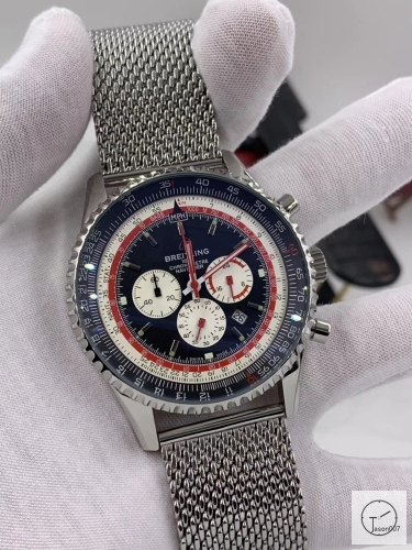 BREITLING New Navitimer Big Dial Quartz Chronograph Stainless Steel Leather Rubber Strap Men's Watch BBWR221957543930