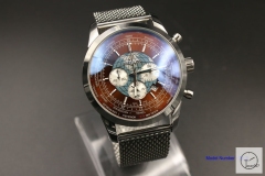 BREITLING TRANSOCEAN 1884 44MM Silver Brown earth Dial Quartz Chronography Movement Men Watch BT2137140
