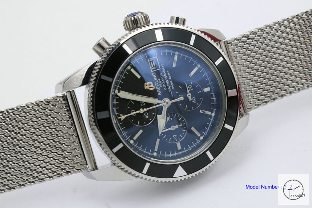 BREITLING SuperOcean 1884 Black Dial Quartz Chrono Movement 46mm stainless steel Strap Auto Date Men's Watch BT2204560