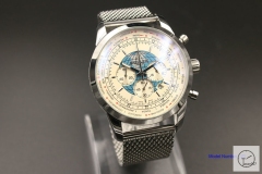 BREITLING TRANSOCEAN 1884 44MM Silver White earth Dial Quartz Chronography Movement Men Watch BT2137240