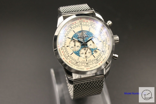 BREITLING TRANSOCEAN 1884 44MM Silver White earth Dial Quartz Chronography Movement Men Watch BT2137240