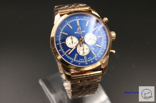 BREITLING TRANSOCEAN 1884 44MM Rose Gold Blue Dial Quartz Chronography Movement Men Watch BT2137060