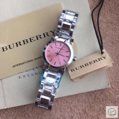 Burberry Pink Diamond Dial Stainless Steel Bracelet Watch 383mm BU9038 Womens Wristwatches BU152668370