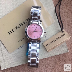 Burberry Pink Diamond Dial Stainless Steel Bracelet Watch 383mm BU9038 Womens Wristwatches BU152668370