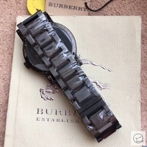 Burberry Black Dial 42MM Full Black Quartz Chronograph Stainless Steel Bracelet Watch Leather Strap BU9038 Mens Wristwatches BU254268350