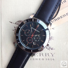 Burberry Black Dial 42MM Quartz Chronograph Stainless Steel Bracelet Watch Leather Strap BU9038 Mens Wristwatches BU253968330
