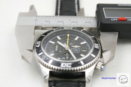 BREITLING SuperOcean 1884 Black Dial Leather 44mm Quartz stainless steel Auto Date Men's Watch BT22051860