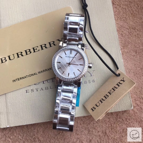 Burberry Silver Dial Diamond Bezel Dial Stainless Steel Bracelet Watch 383mm BU9038 Womens Wristwatches BU153168390