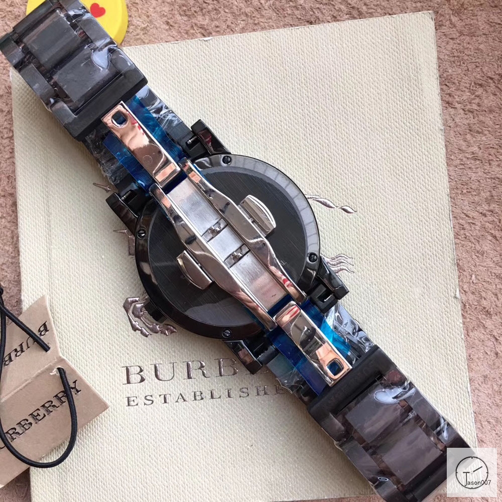Burberry Black Dial 42MM Full Black Quartz Chronograph Stainless Steel Bracelet Watch Leather Strap BU9038 Mens Wristwatches BU254268350