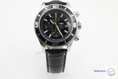 BREITLING SuperOcean 1884 Black Dial Leather 44mm Quartz stainless steel Auto Date Men's Watch BT22051860