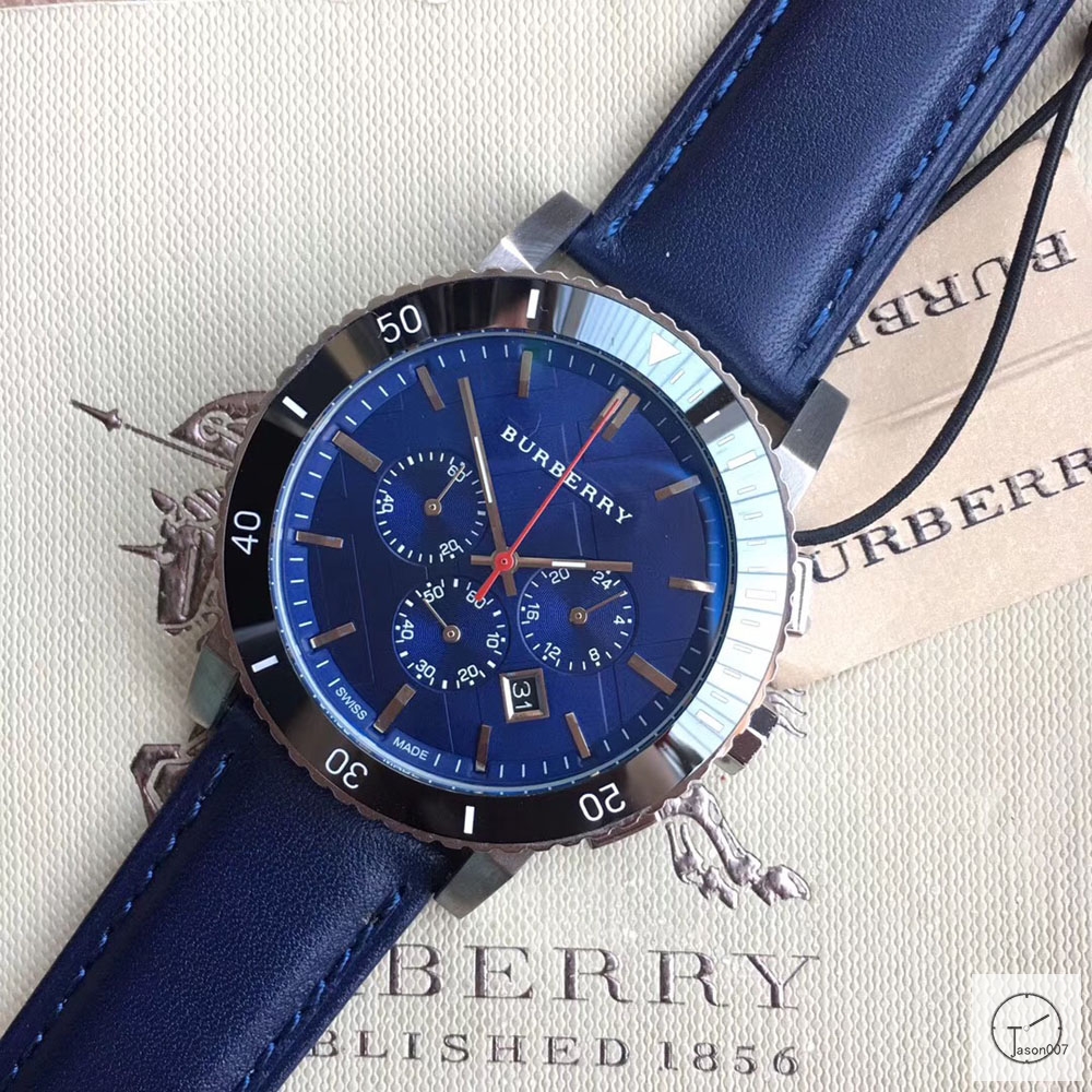 Burberry Black Dial 42MM Quartz Chronograph Stainless Steel Bracelet Watch Leather Strap BU9038 Mens Wristwatches BU253968330