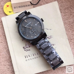 Burberry Black Dial 42MM Full Black Quartz Chronograph Stainless Steel Bracelet Watch Leather Strap BU9038 Mens Wristwatches BU254268350