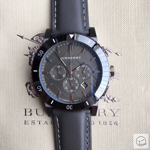 Burberry Black Dial 42MM Full Black Quartz Chronograph Stainless Steel Bracelet Watch Leather Strap BU9038 Mens Wristwatches BU254168330