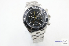 BREITLING SuperOcean 1884 Black Dial Yellwo pointer 44mm Quartz Chronography stainless steel Men's Watch BT22052060