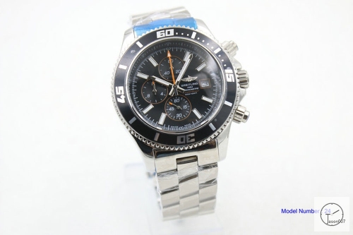 BREITLING SuperOcean 1884 Black Dial orange pointer 44mm Quartz Chronography stainless steel Men's Watch BT22052160