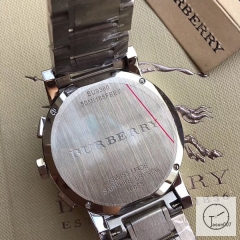 Burberry Silver Dial 42MM Gray Dial Silver Case Stainless Quartz Movement Stainless Steel Bracelet Watch Stainless Steel Leather Strap BU9038 Mens Leather Wristwatches BU255568350