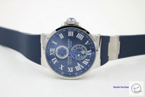 ULYSSE NARDIN Lelocle Suisse 1846 Chronometer Quartz Movement 43MM Blue Dial Rubber Strap Mens Wristwatches UFO25864760