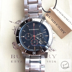 Burberry Silver Dial 42MM Gray Dial Silver Case Stainless Quartz Movement Stainless Steel Bracelet Watch Stainless Steel Leather Strap BU9038 Mens Leather Wristwatches BU255568350