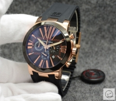 ULYSSE NARDIN Executive Dual Time Everose Number Lelocle Suisse 1846 Chronometer Quartz Movement 43MM Black Dial Rubber Strap Mens Wristwatches UFO353534760