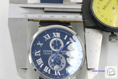 ULYSSE NARDIN Lelocle Suisse 1846 Chronometer Quartz Movement 43MM Blue Dial Rubber Strap Mens Wristwatches UFO25864760