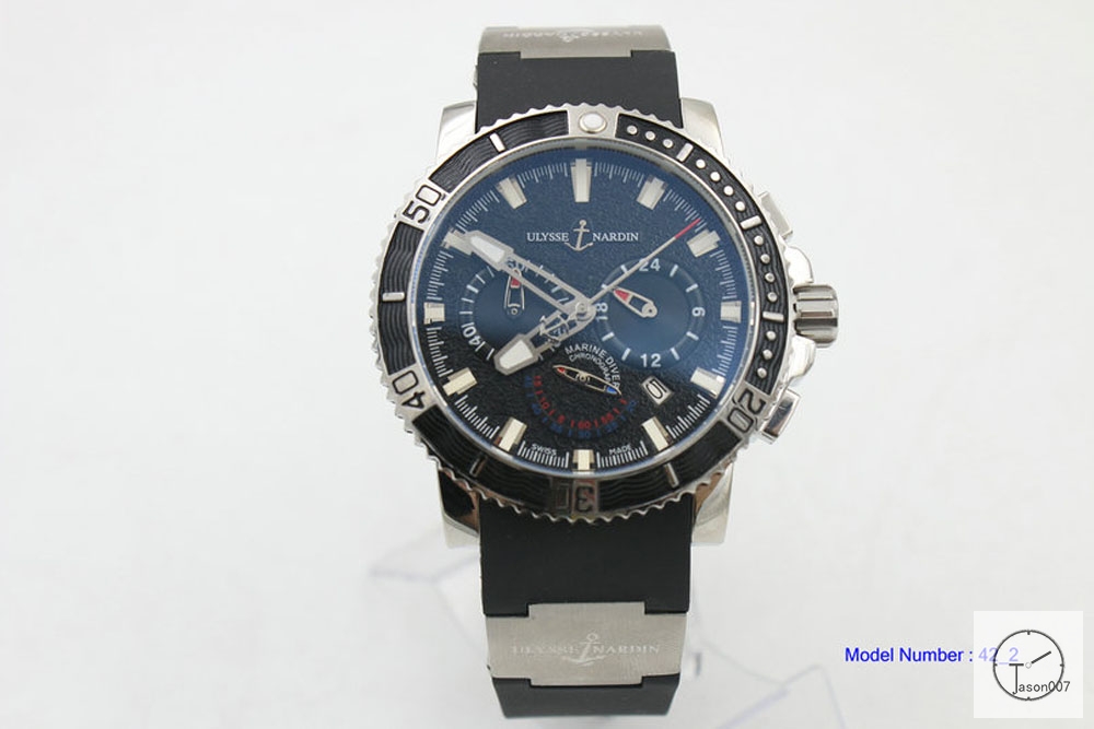 ULYSSE NARDIN Diver X Black Dial Lelocle Suisse 1846 Chronometer Quartz Movement 43MM Sliver Dial Rubber Strap Mens Wristwatches UFO354734760