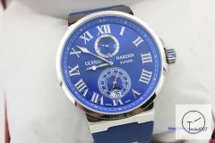 ULYSSE NARDIN Marine Blue Dial Automatic Rubber Strap Lelocle Suisse 1846 Chronometer Quartz Movement 43MM Sliver Dial Rubber Strap Mens Wristwatches UFO355034760