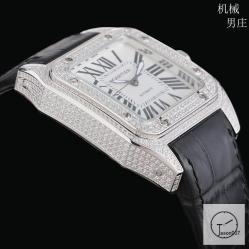 Cartier Santos 100 XL Diamond Case White Dial Automatic Mechincal Movement Leather Strap Mens Watch Fh5160136560