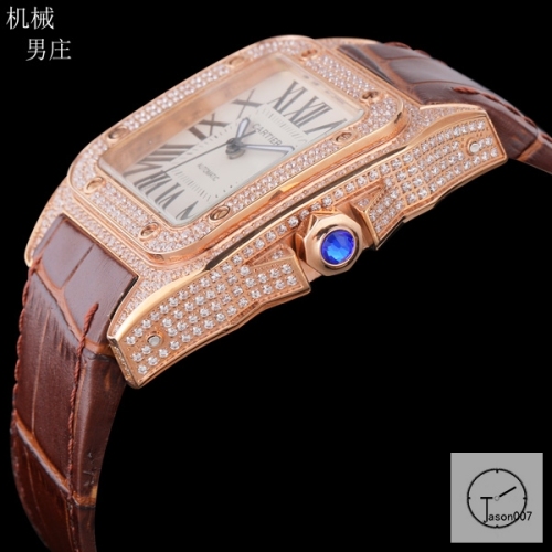 Cartier Santos 100 XL Diamond Case Evegold Case Luxury White Diamonds Dial Automatic Mechincal Movement Leather Strap Mens Watch Fh7160636560