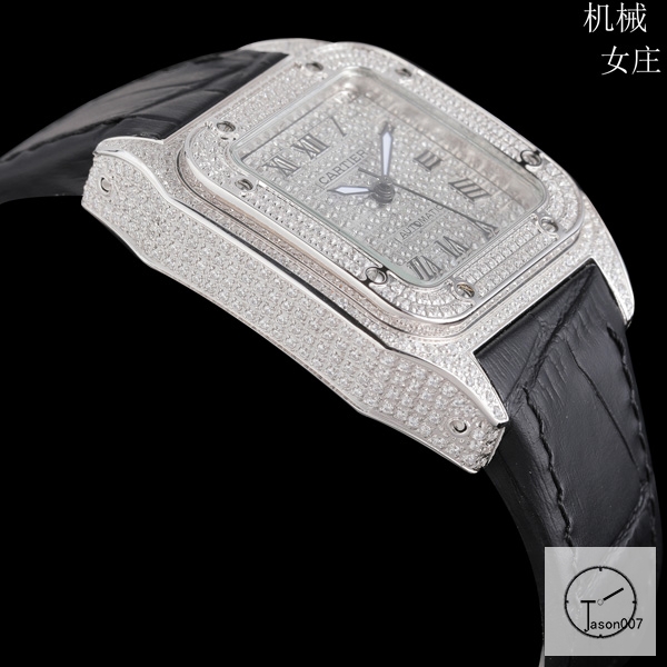 Cartier Santos 100 XL Diamond Case Luxury White Diamonds Dial Automatic Mechincal Movement Leather Strap Womens Watch Fh7160536510