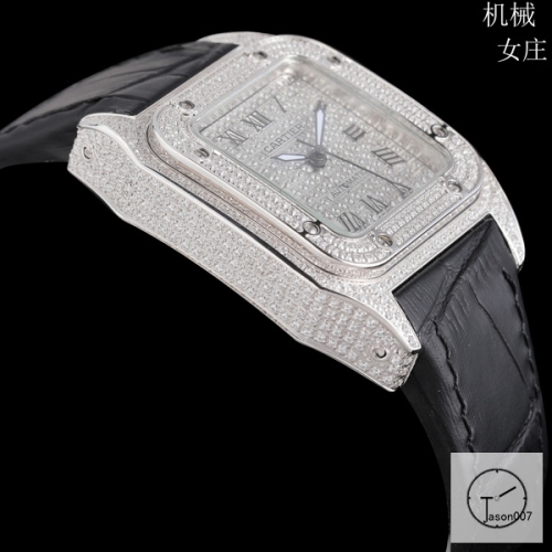 Cartier Santos 100 XL Diamond Case Luxury White Diamonds Dial Automatic Mechincal Movement Leather Strap Womens Watch Fh7160536510