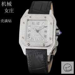 Cartier Santos 100 XL Diamond Case Luxury White Diamonds Dial Automatic Mechincal Movement Leather Strap Womens Watch Fh7160536510