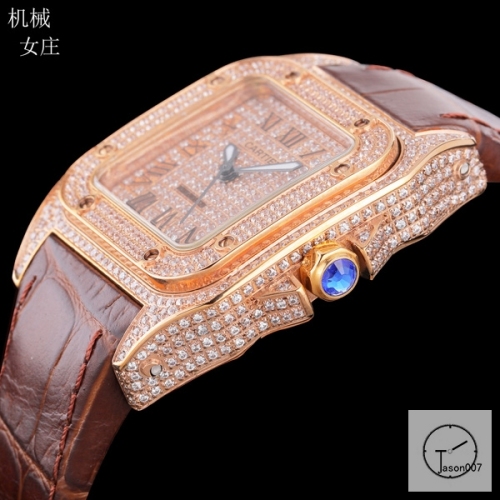 Cartier Santos 100 XL Diamond Case Rose Gold Case Luxury White Diamonds Dial Automatic Mechincal Movement Leather Strap Womens Watch Fh7160936560