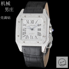 Cartier Santos 100 XL Diamond Case Luxury White Diamonds Dial Automatic Mechincal Movement Leather Strap Mens Watch Fh7160436510