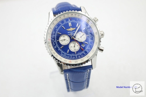 BREITLING NAVITIMER AB0121211B1X1 Blue Dial Quartz Chronography Small Dial All Work 46mm Men's Stainless steel Blue Leather watch BRN2001660