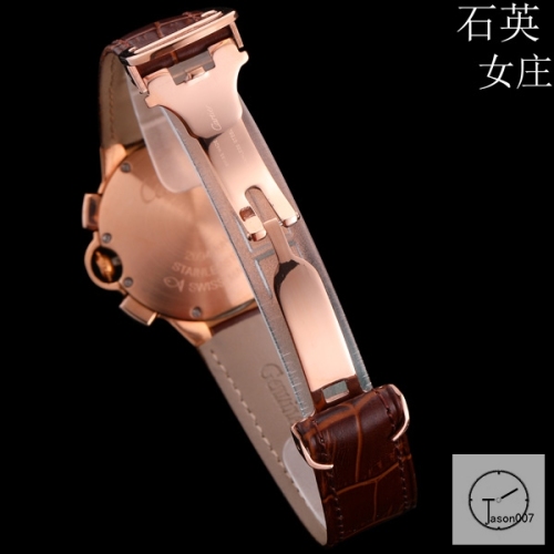 Cartier Ballon Bleu Luxury Silver Dial Rose Gold Smooth Bezel Quartz Chronograph Function Battery Power Leather Strap Mens Watch Fh223935336555