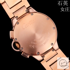 Cartier Ballon Bleu Luxury Silver DiaL Full Rose Gold Diamond Bezel Quartz Chronograph Function Battery Power Stainless Steel Strap Mens Watch Fh223635336555