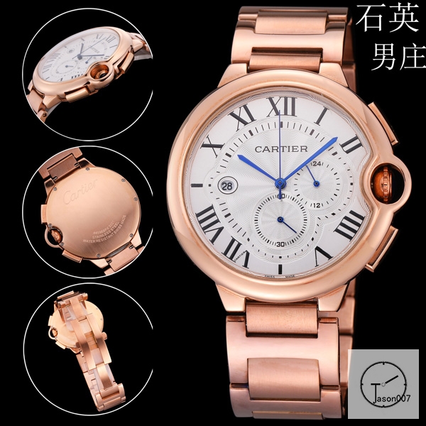 Cartier Ballon Bleu Luxury Silver Dial Rose Gold Smooth Bezel Quartz Chronograph Function Battery Power Stainless Steel Strap Womens Watch Fh225635336555