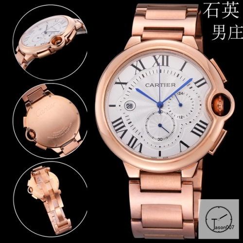 Cartier Ballon Bleu Luxury Silver Dial Rose Gold Smooth Bezel Quartz Chronograph Function Battery Power Stainless Steel Strap Womens Watch Fh225635336555