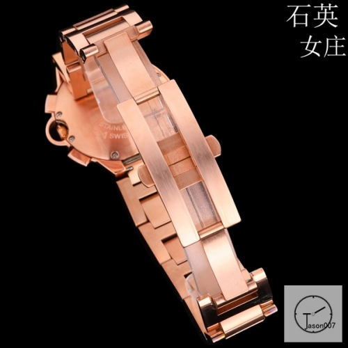 Cartier Ballon Bleu Luxury Silver DiaL Full Rose Gold Diamond Bezel Quartz Chronograph Function Battery Power Stainless Steel Strap Mens Watch Fh223635336555